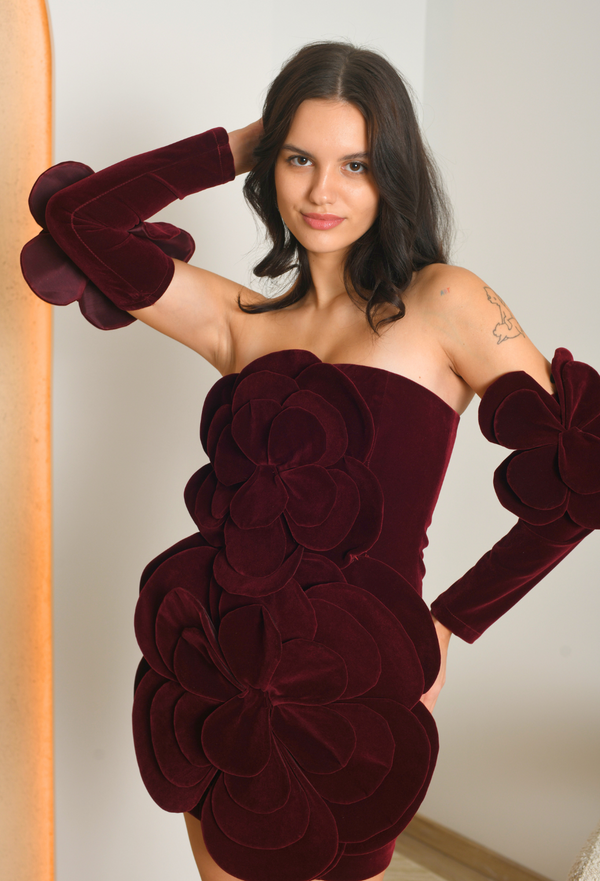 FOR RENT -  Miss Rosier Floral Velvet Mini Dress