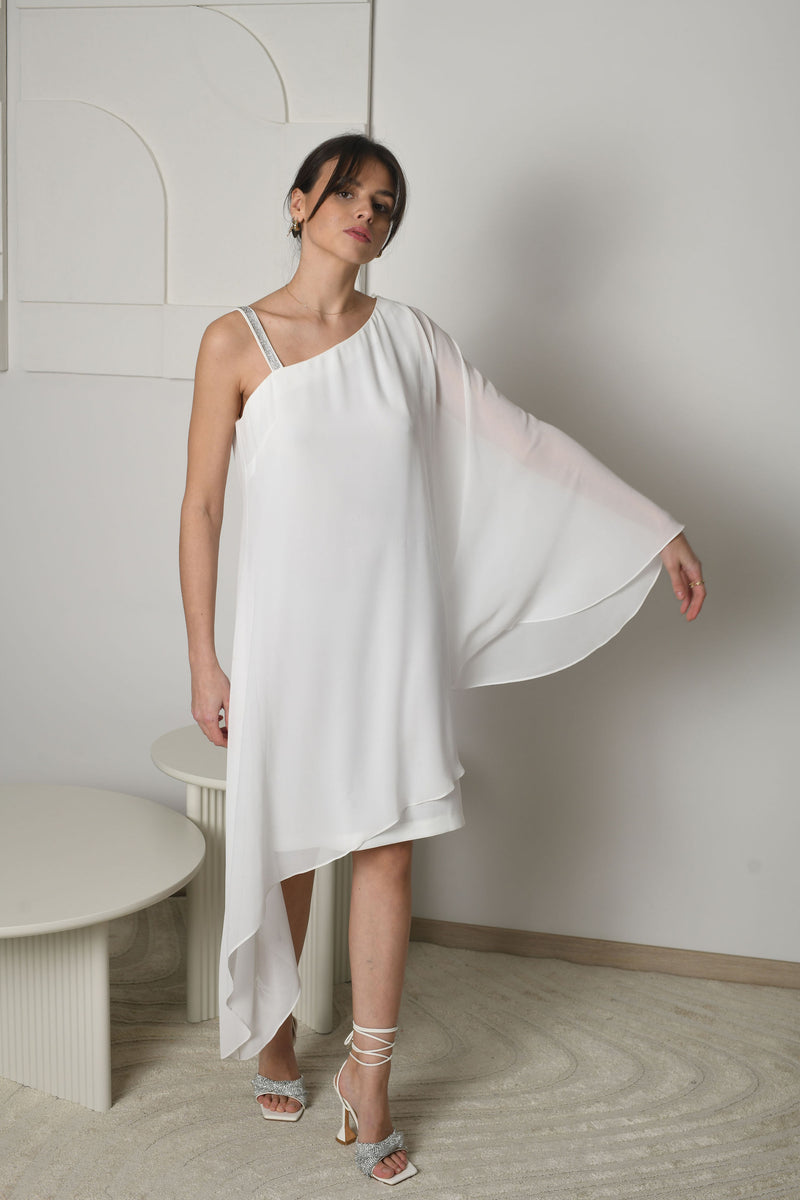 FOR RENT - Celeste Asymmetric Chiffon Dress with Embellished Strap