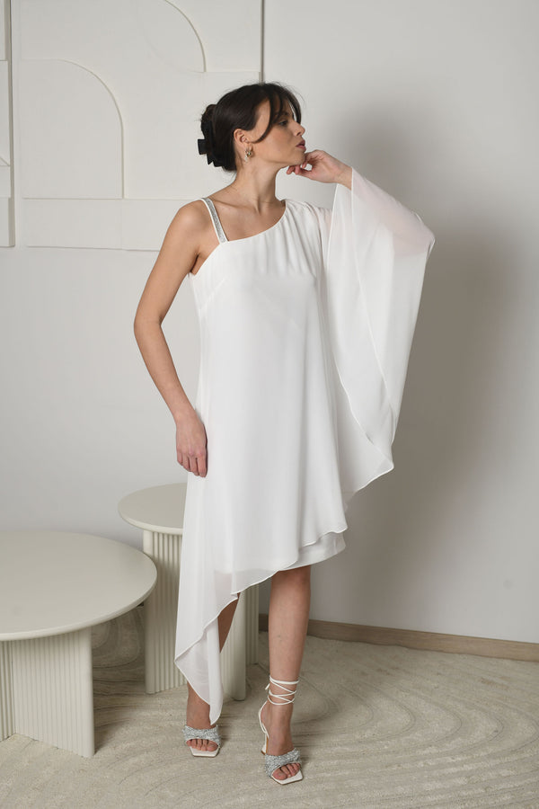 FOR RENT - Celeste Asymmetric Chiffon Dress with Embellished Strap