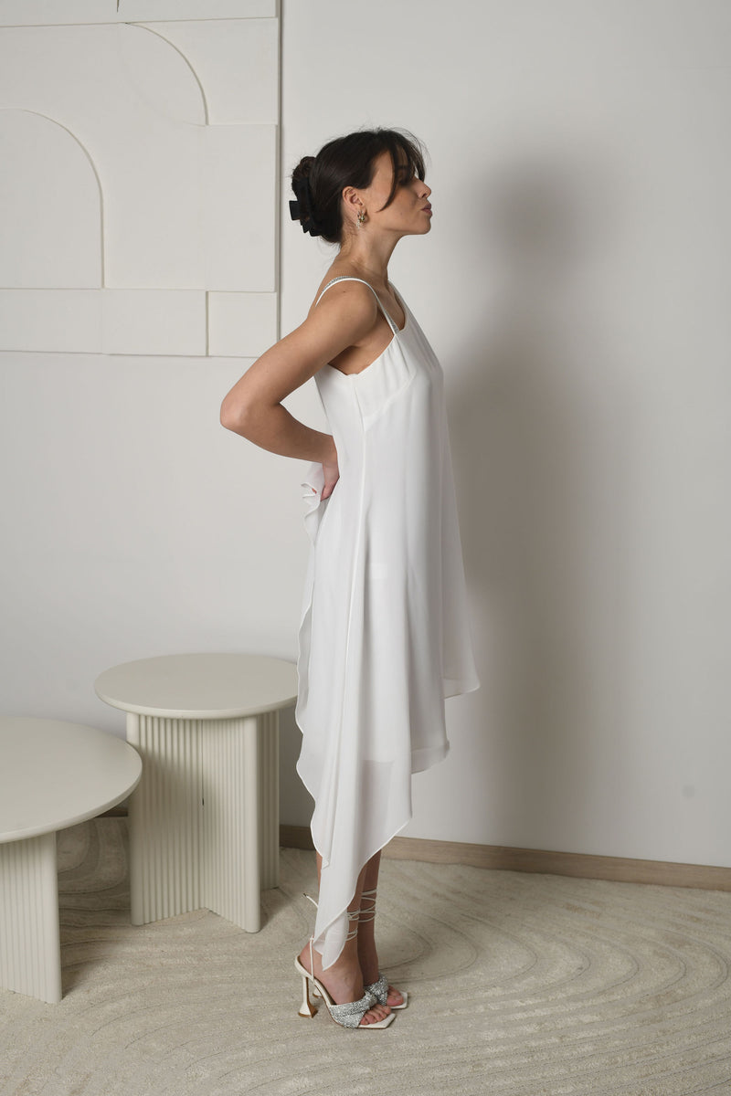 FOR RENT - Celeste Asymmetric Chiffon Dress with Embellished Strap