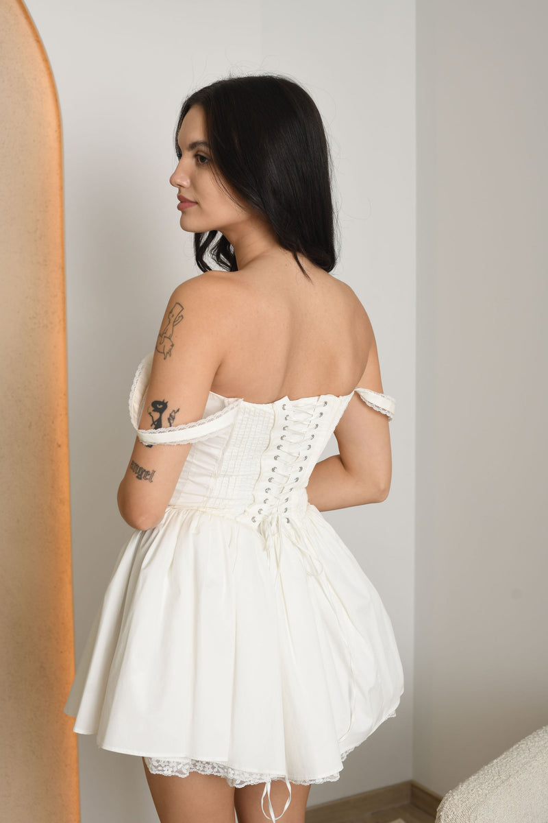 FOR RENT - Bella Corset Mini White Dress