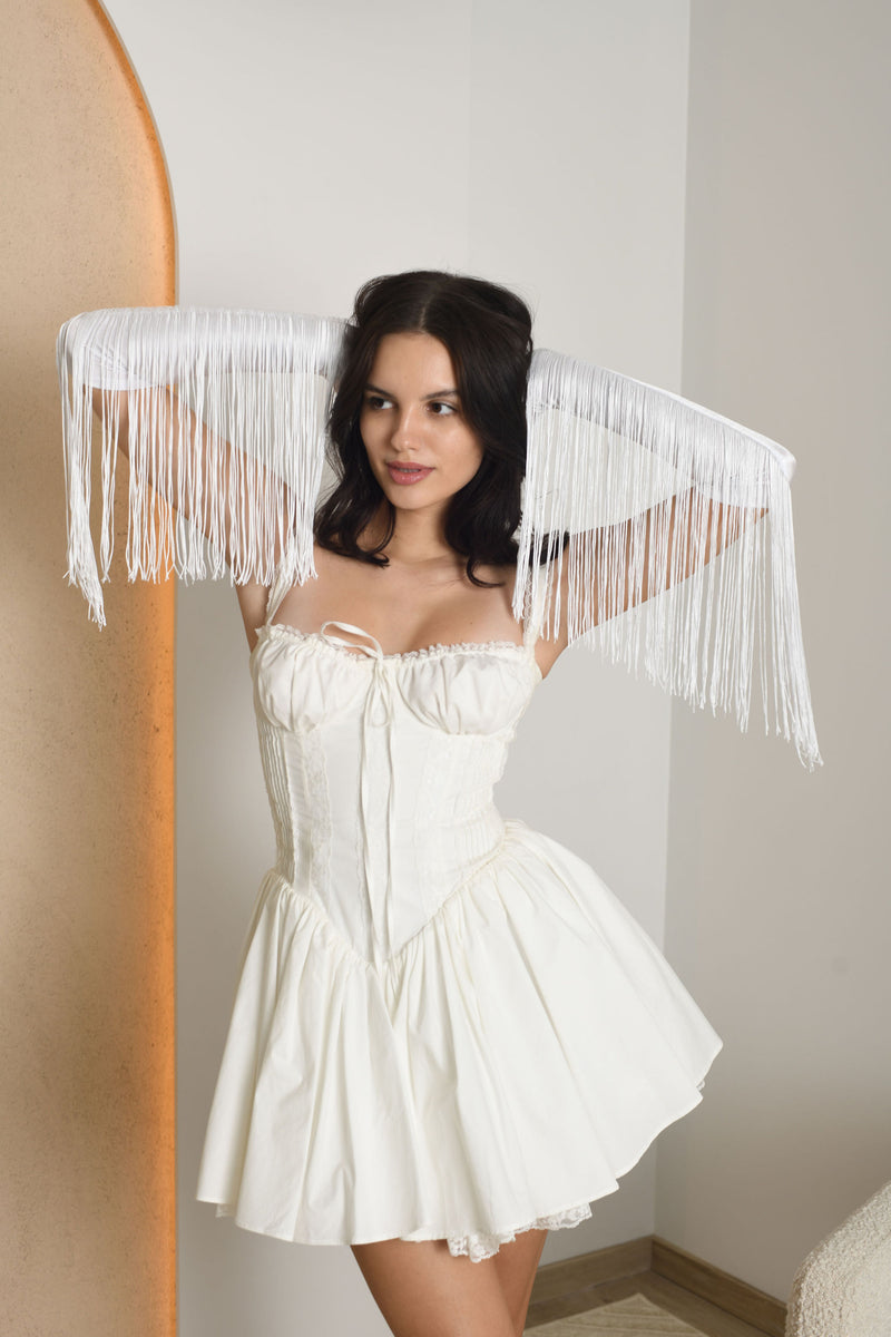 FOR RENT - Bella Corset Mini White Dress