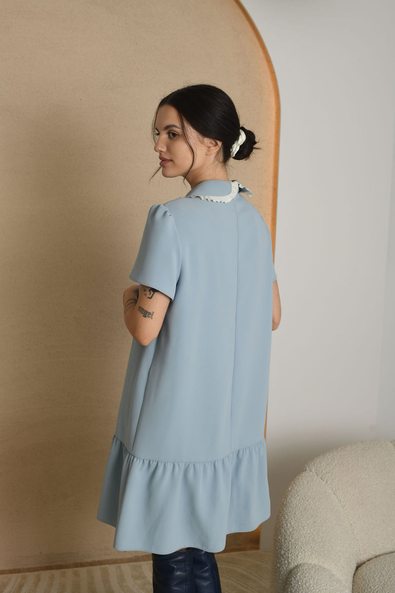 FOR RENT - Red Valentino Sky Blue Mini Dress with Ruffle Hem