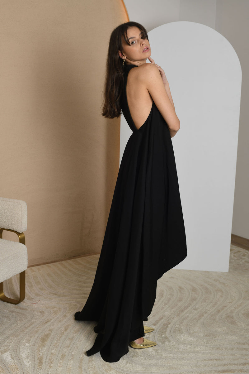 FOR RENT - Noir Grace Halter-Neck High-Low Gown