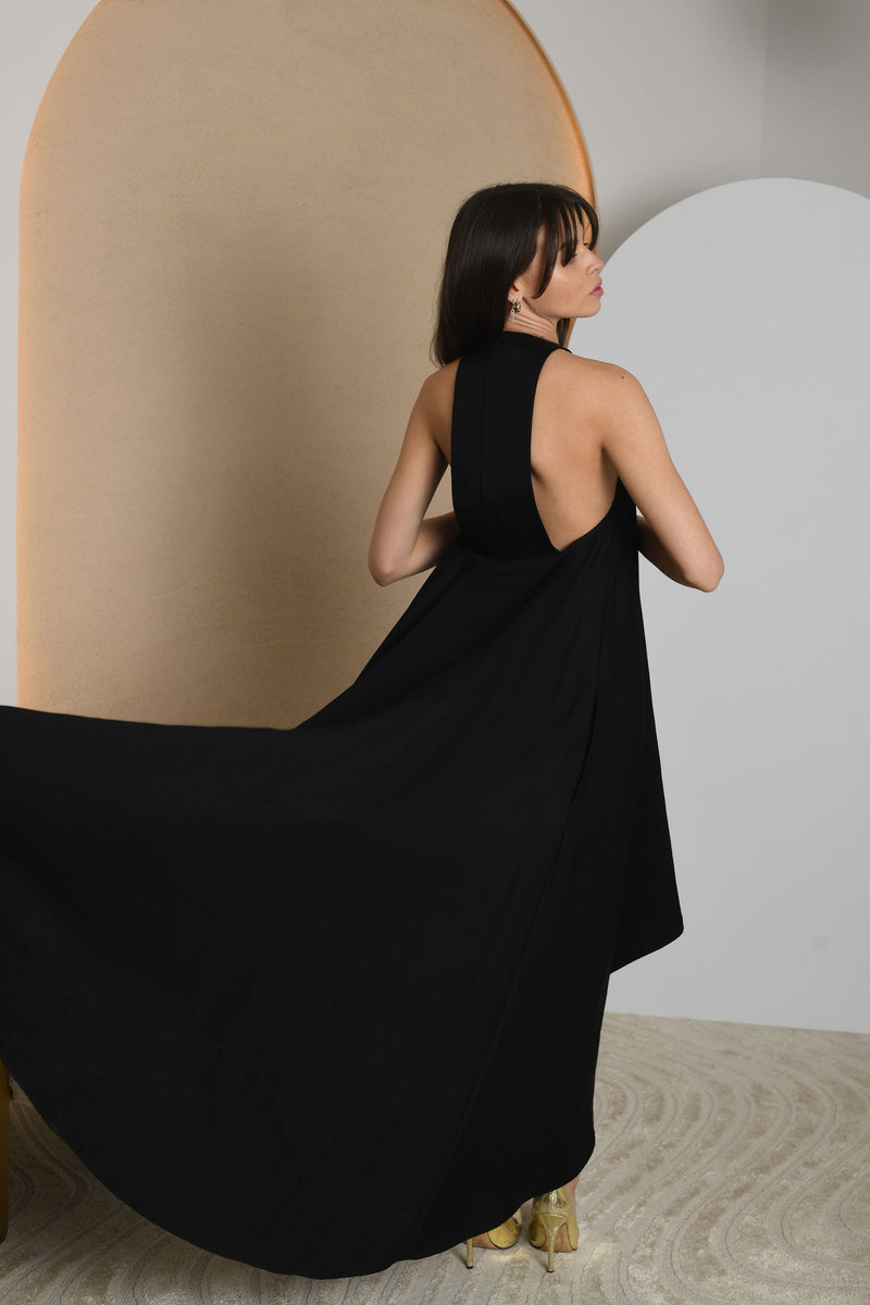 FOR RENT - Noir Grace Halter-Neck High-Low Gown