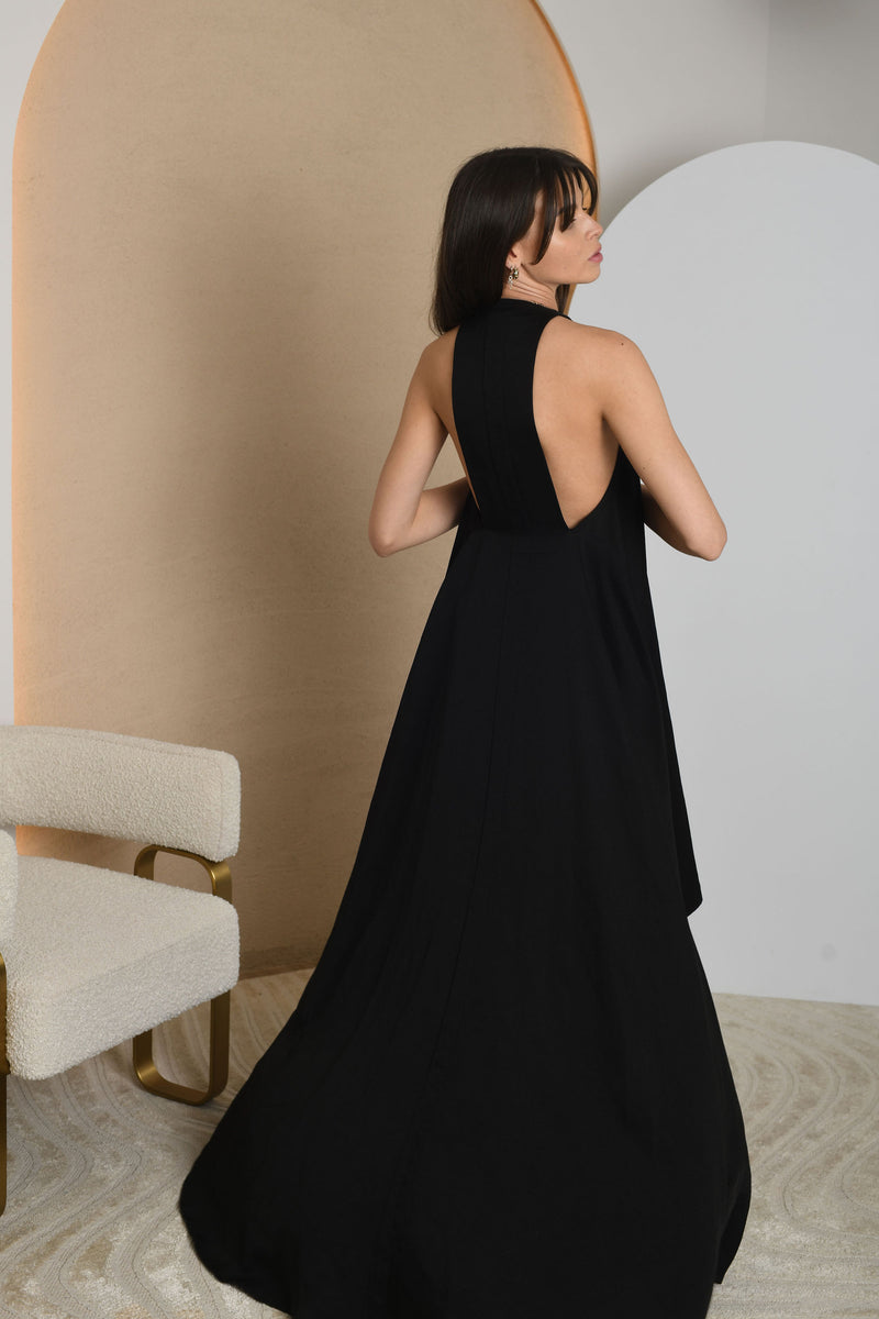 FOR RENT - Noir Grace Halter-Neck High-Low Gown