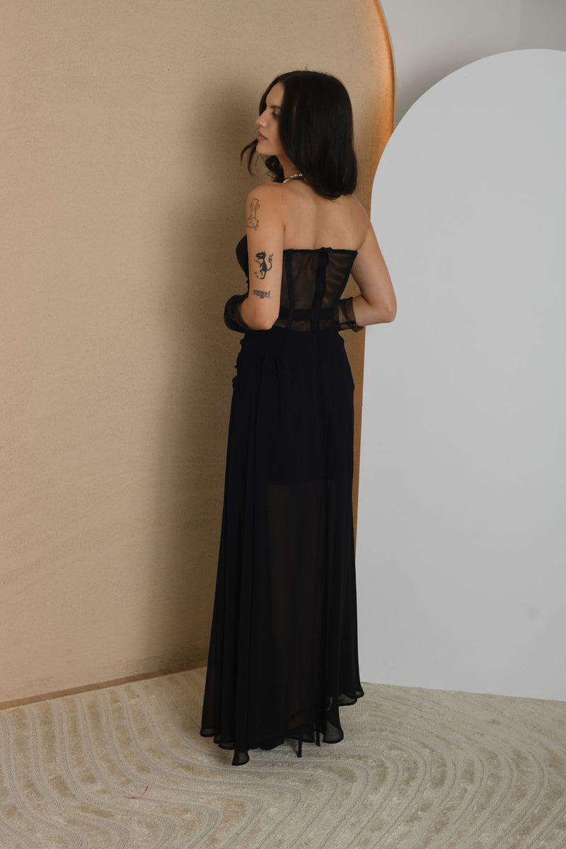 FOR RENT - Selena Strapless Sheer Gown