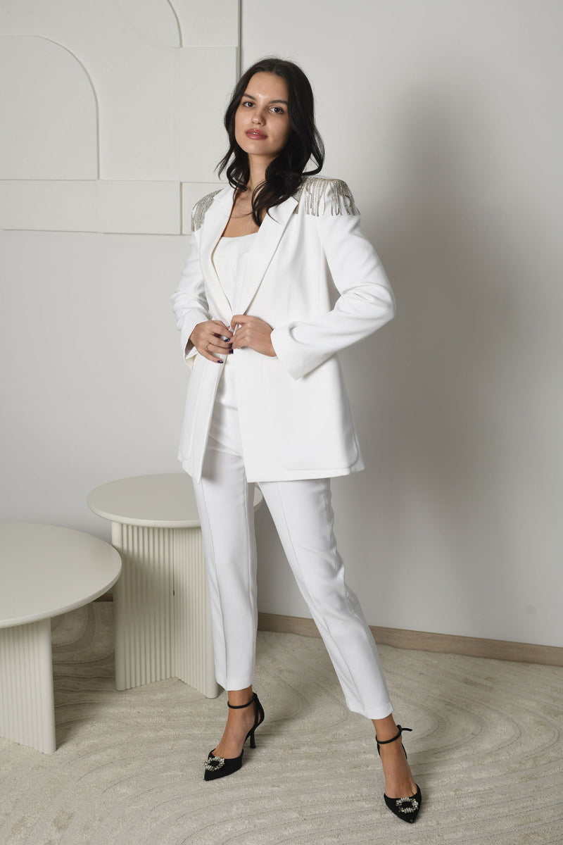 FOR RENT - Camilla Two-Piece Blazer Suit with Embellished Shoulders